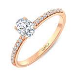 0.65 Ct. Natural Oval Diamond Solitaire Ring with Side Stones