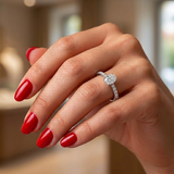 0.65 Ct. Natural Oval Diamond Solitaire Ring with Side Stones