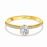 0.65 Ct. Natural Oval Diamond Solitaire Ring with Side Stones
