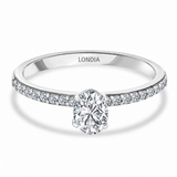 0.65 Ct. Natural Oval Diamond Solitaire Ring with Side Stones