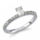 0.70 Ct. Natural Diamond Emerald Cut Design Ring with Side Stones, 18K Gold