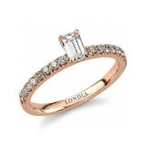0.70 Ct. Natural Diamond Emerald Cut Design Ring with Side Stones, 18K Gold