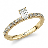 0.70 Ct. Natural Diamond Emerald Cut Design Ring with Side Stones, 18K Gold
