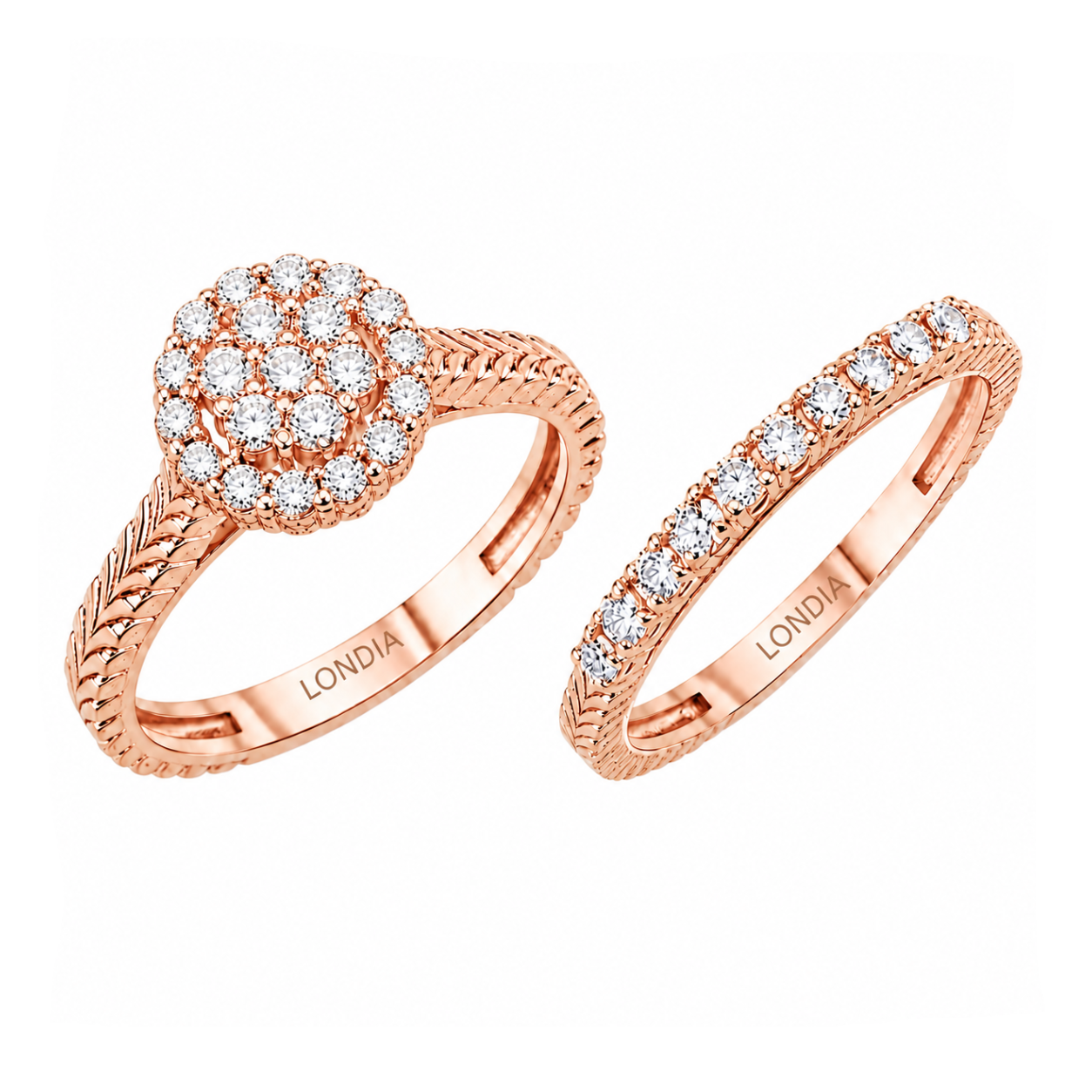 Natural Diamond Wedding Ring Set