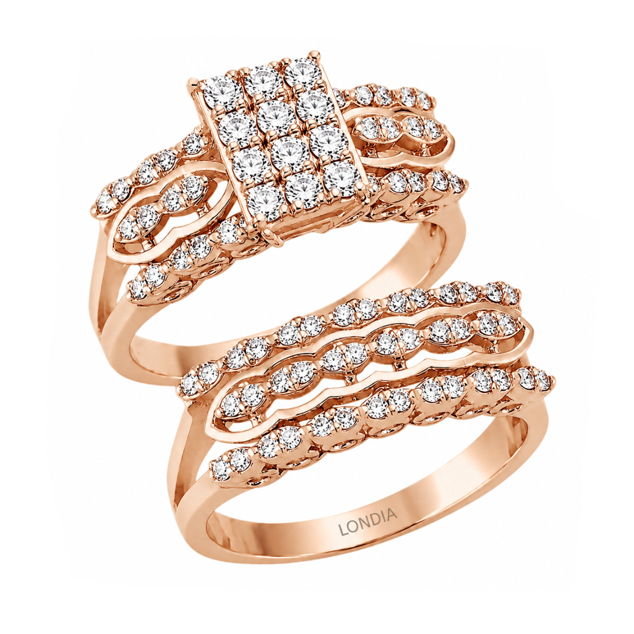 Natural Diamond Wedding Ring Set