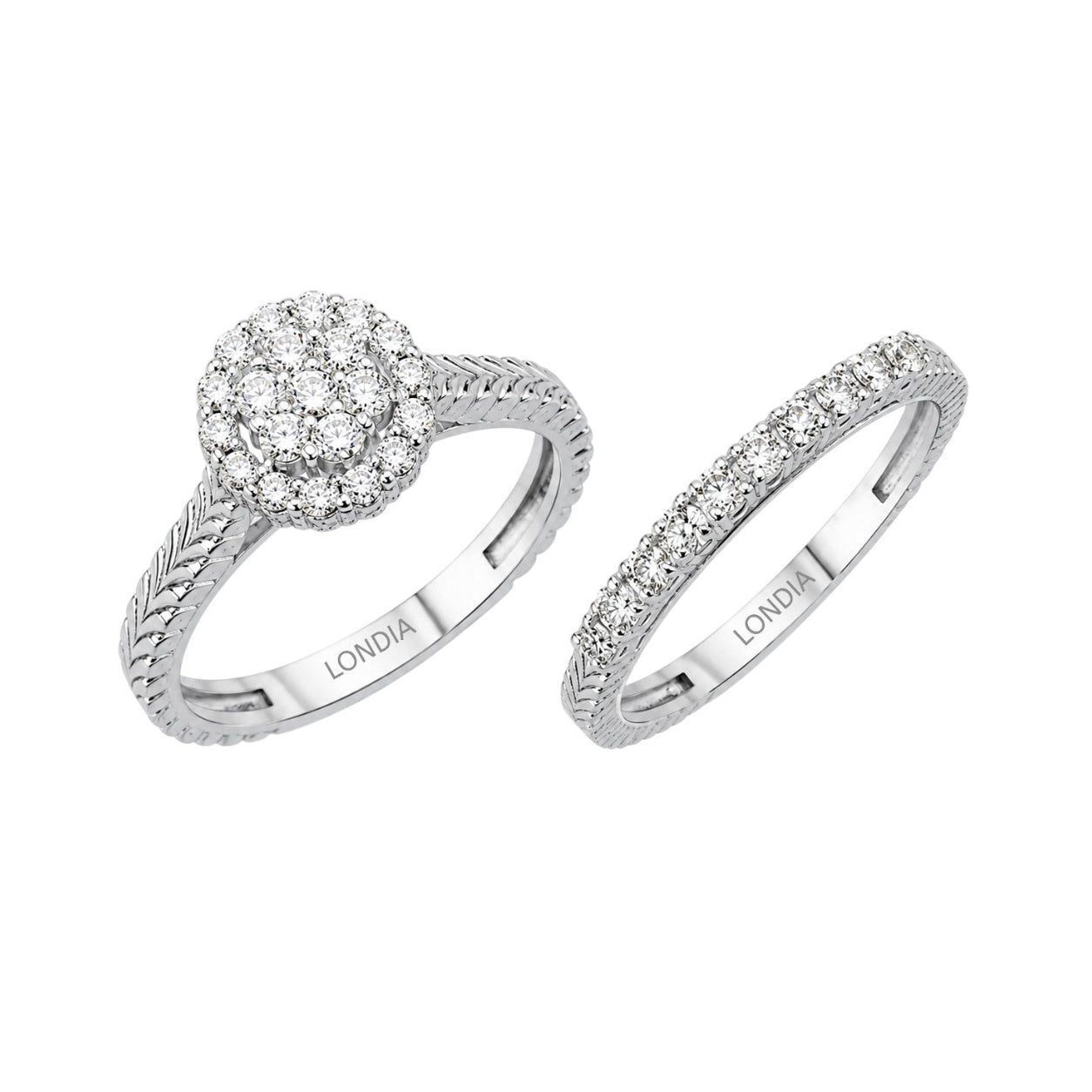 Natural Diamond Wedding Ring Set