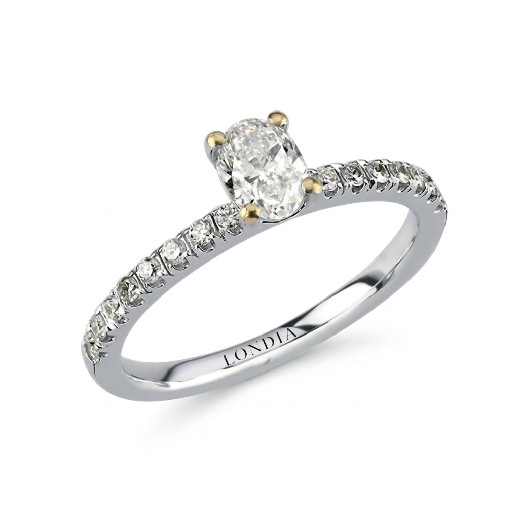 0.70 Ct Natural Oval Diamond Solitaire Ring with Side Stones – 18K Gold
