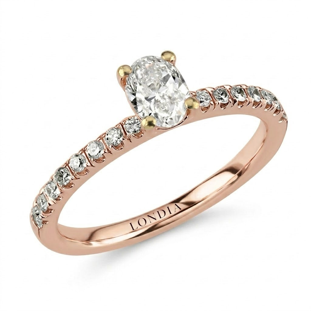 0.70 Ct Natural Oval Diamond Solitaire Ring with Side Stones – 18K Gold