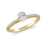 0.70 Ct Natural Oval Diamond Solitaire “Side Stone” Ring – 14K Gold