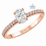 0.70 Carat F Color HRD Certified Oval Diamond Ring with Side Stones