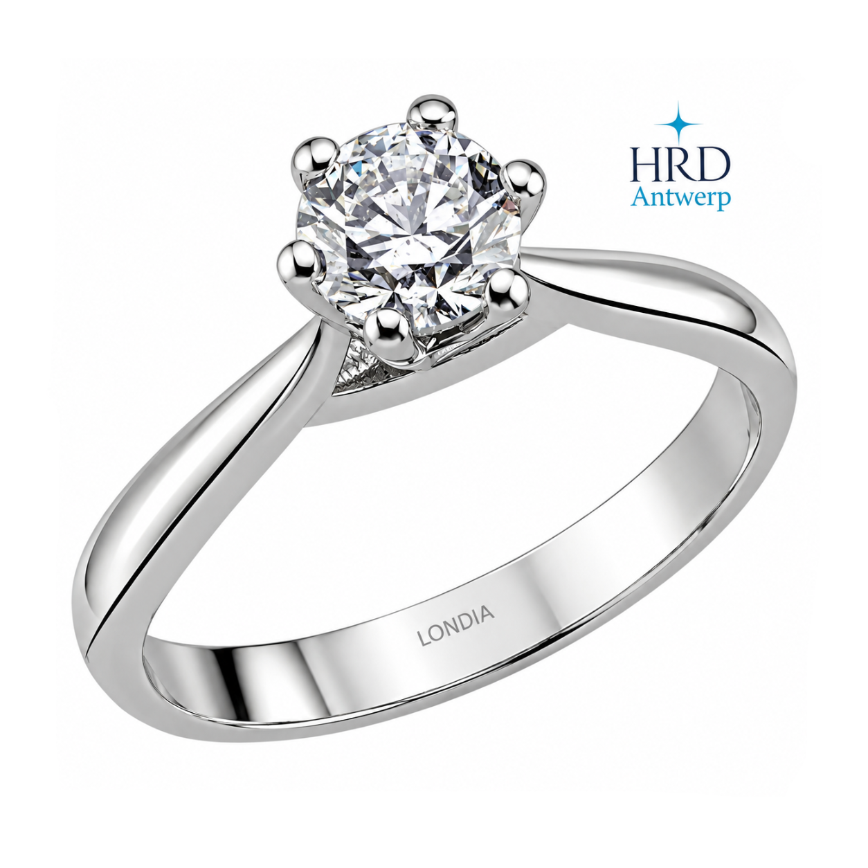 0.70 Ct. F Color HRD Certified Natural Diamond Amore Solitaire Ring