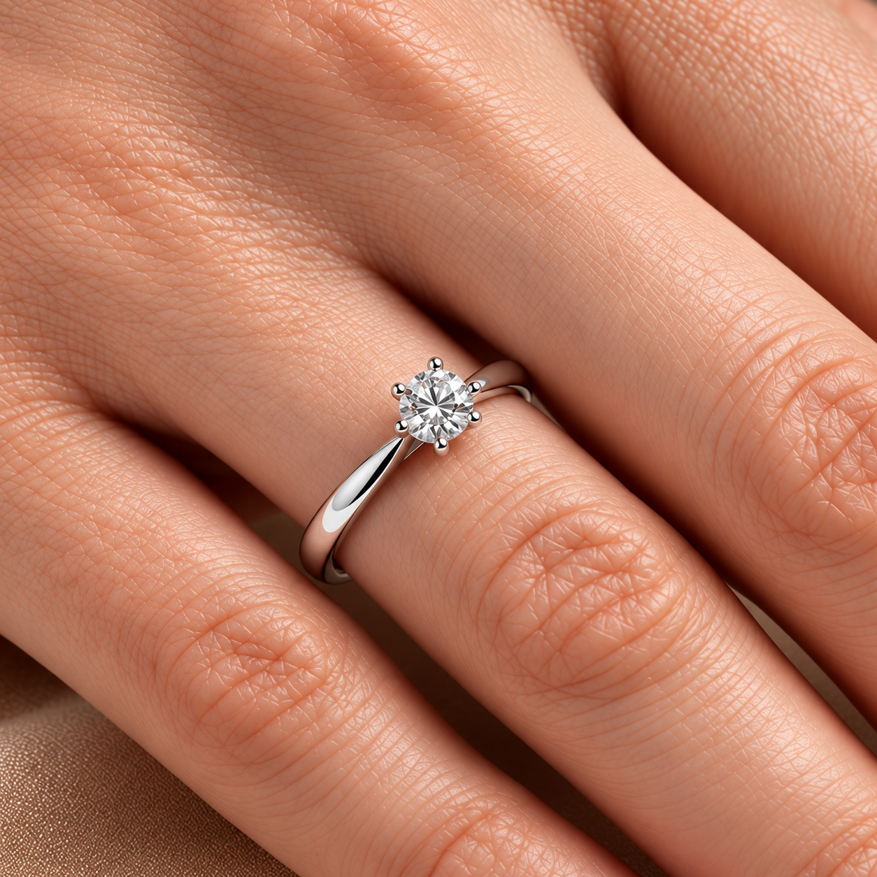 0.70 Ct. F Color HRD Certified Natural Diamond Amore Solitaire Ring