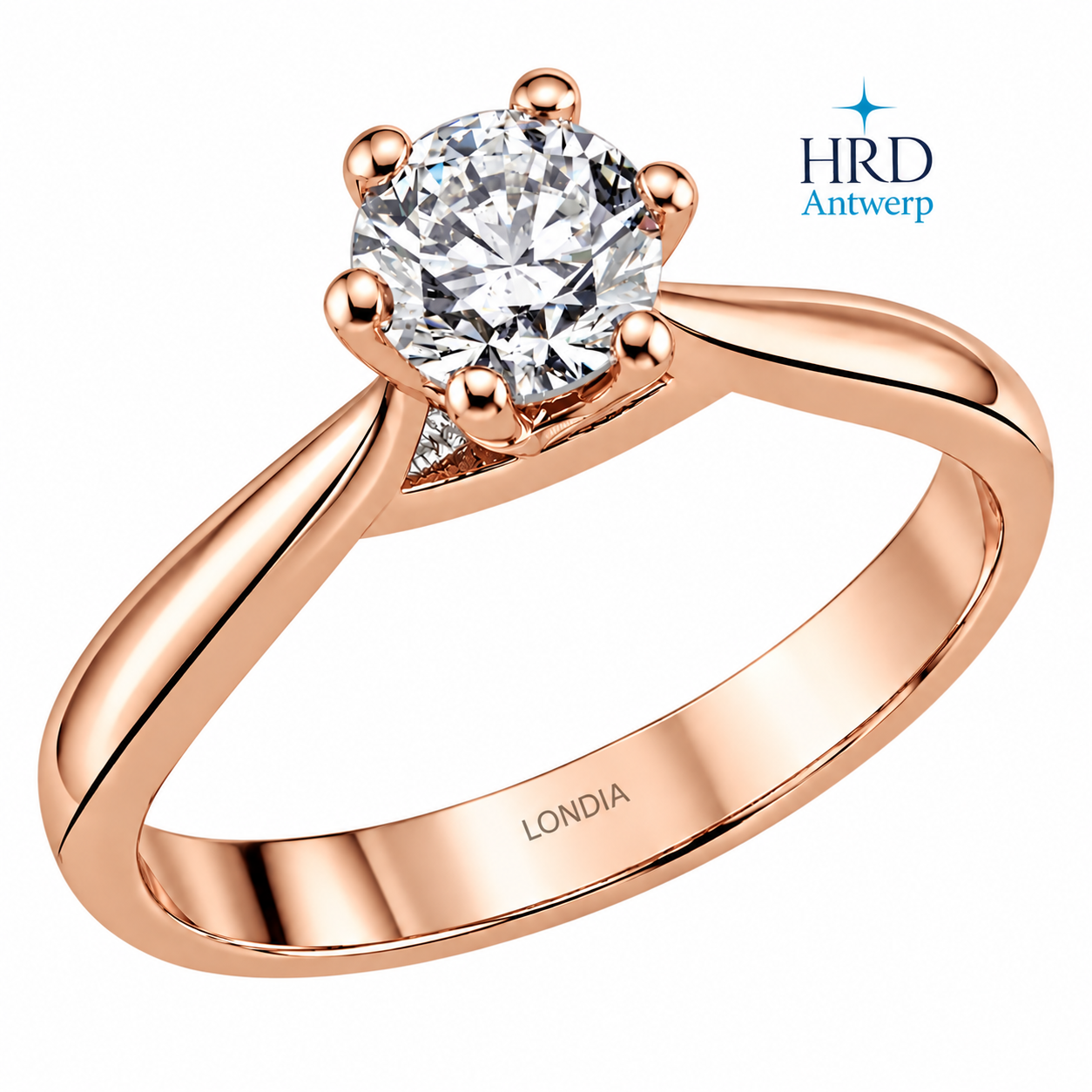 0.70 Ct. F Color HRD Certified Natural Diamond Amore Solitaire Ring