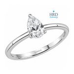 0.70 Ct. F Color Natural Diamond HRD Certified Pear Solitaire Ring