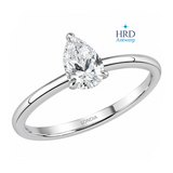 0.70 Ct. F Color Natural Diamond HRD Certified Pear Solitaire Ring