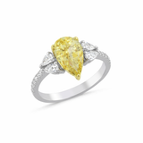 0.50 Ct. ''Fancy Yellow Quartz'' Design Ring With Natural Diamond