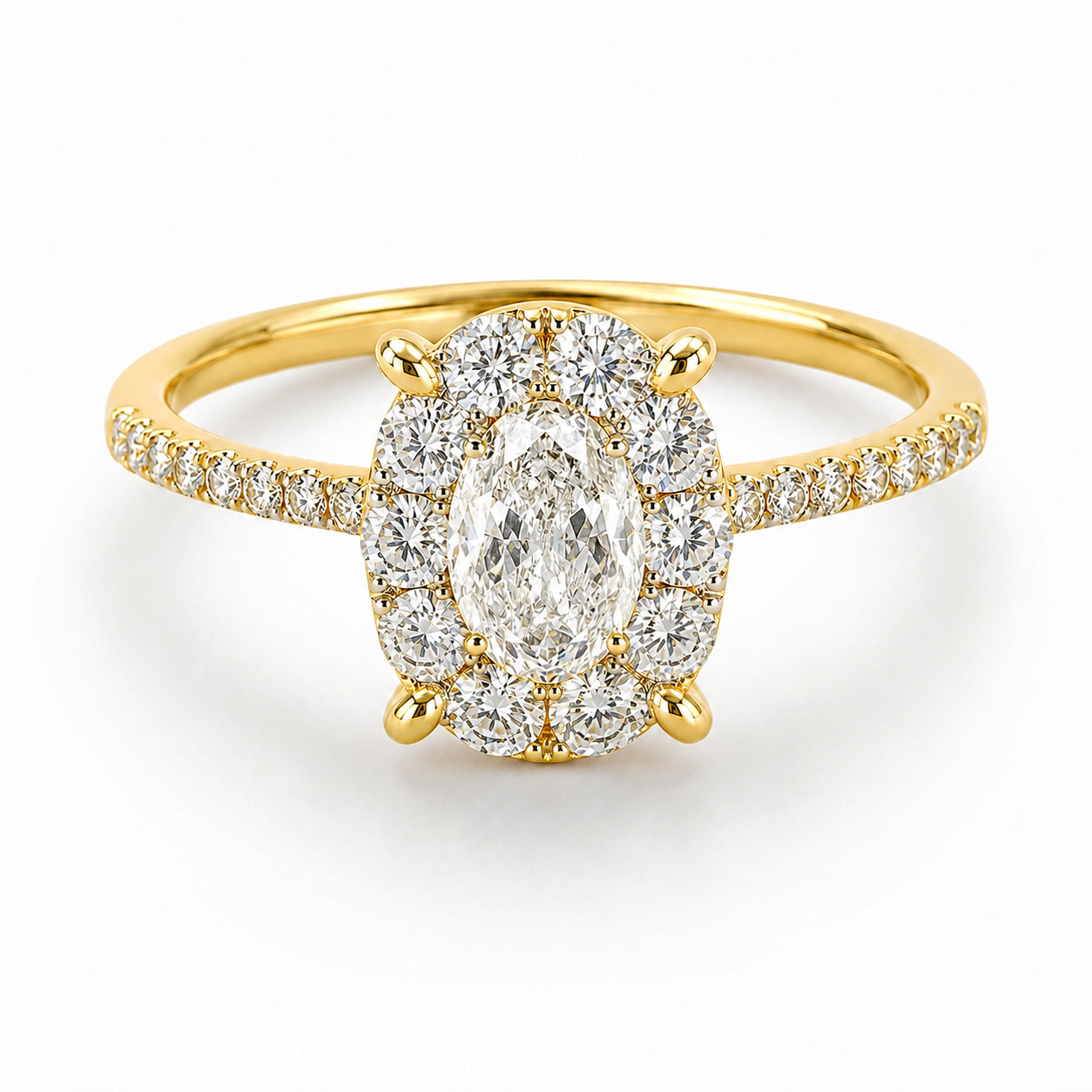 0.70 Ct. Magic Oval Natural Diamond Side-Stone Ring, 1 Carat Look