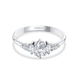 0.70 Ct. Natural Oval Diamond Ring with Marquise & Pear Side Diamonds