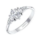 0.70 Ct. Natural Oval Diamond Ring with Marquise & Pear Side Diamonds