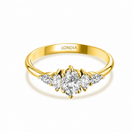 0.70 Ct. Natural Oval Diamond Ring with Marquise & Pear Side Diamonds