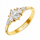 0.70 Ct. Natural Oval Diamond Ring with Marquise & Pear Side Diamonds
