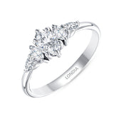 0.70 Ct. Natural Oval Diamond ''Side Stone'' Ring in 14K Gold