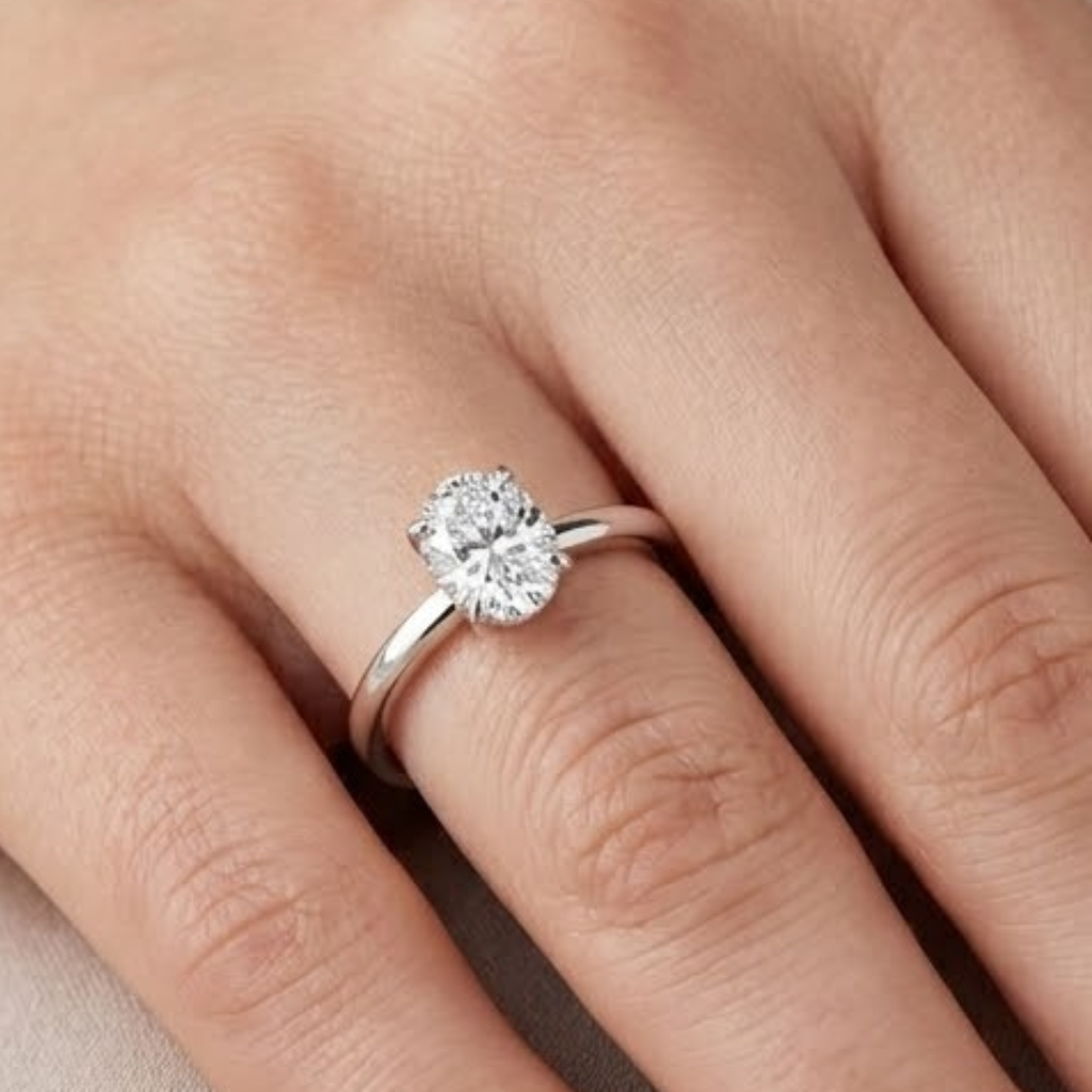 0.70 Ct. Natural Oval Diamond Solitaire Ring