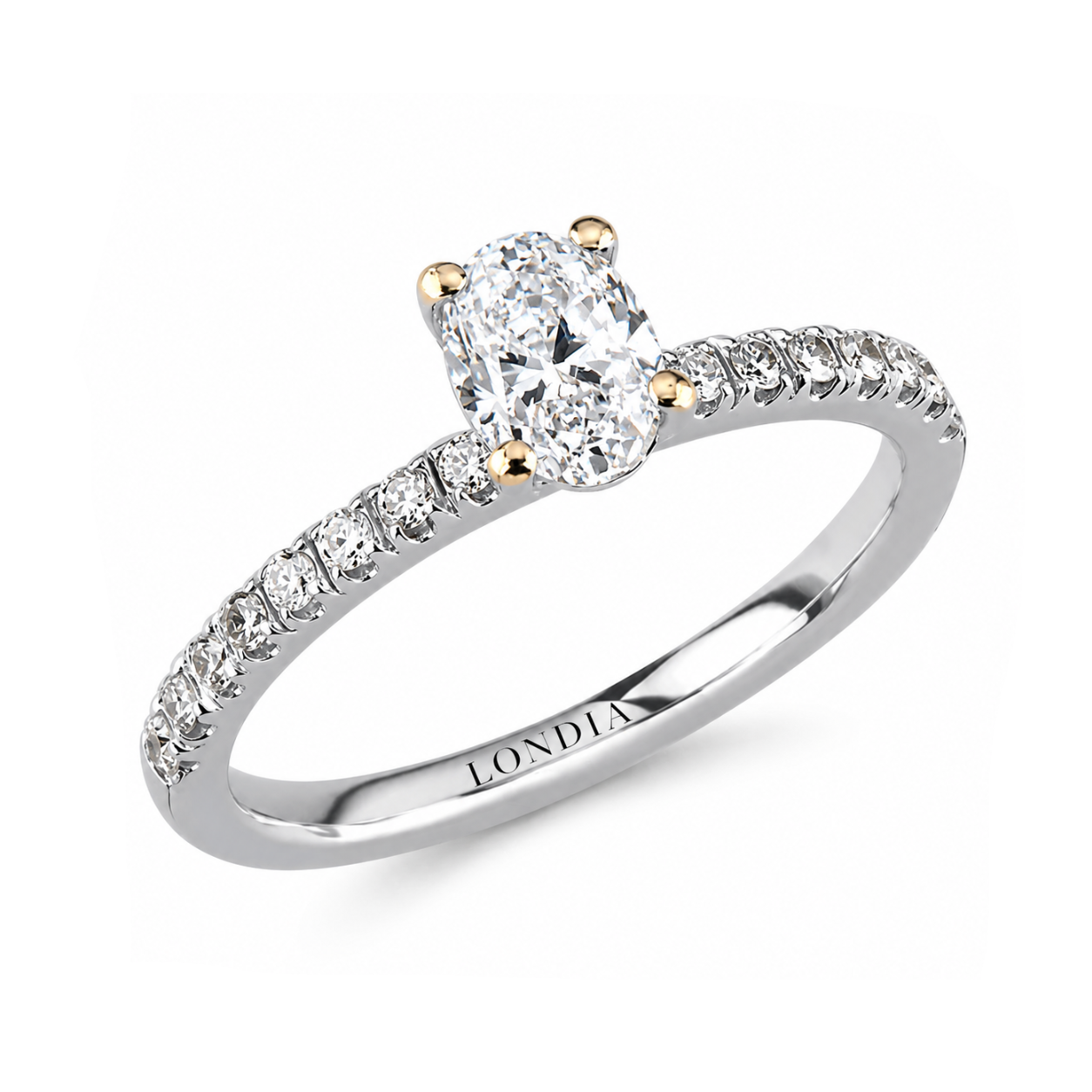 0.70 Ct. Natural Oval Diamond Solitaire Ring with Side Stones