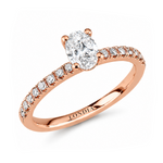 0.70 Ct. Natural Oval Diamond Solitaire Ring with Side Stones