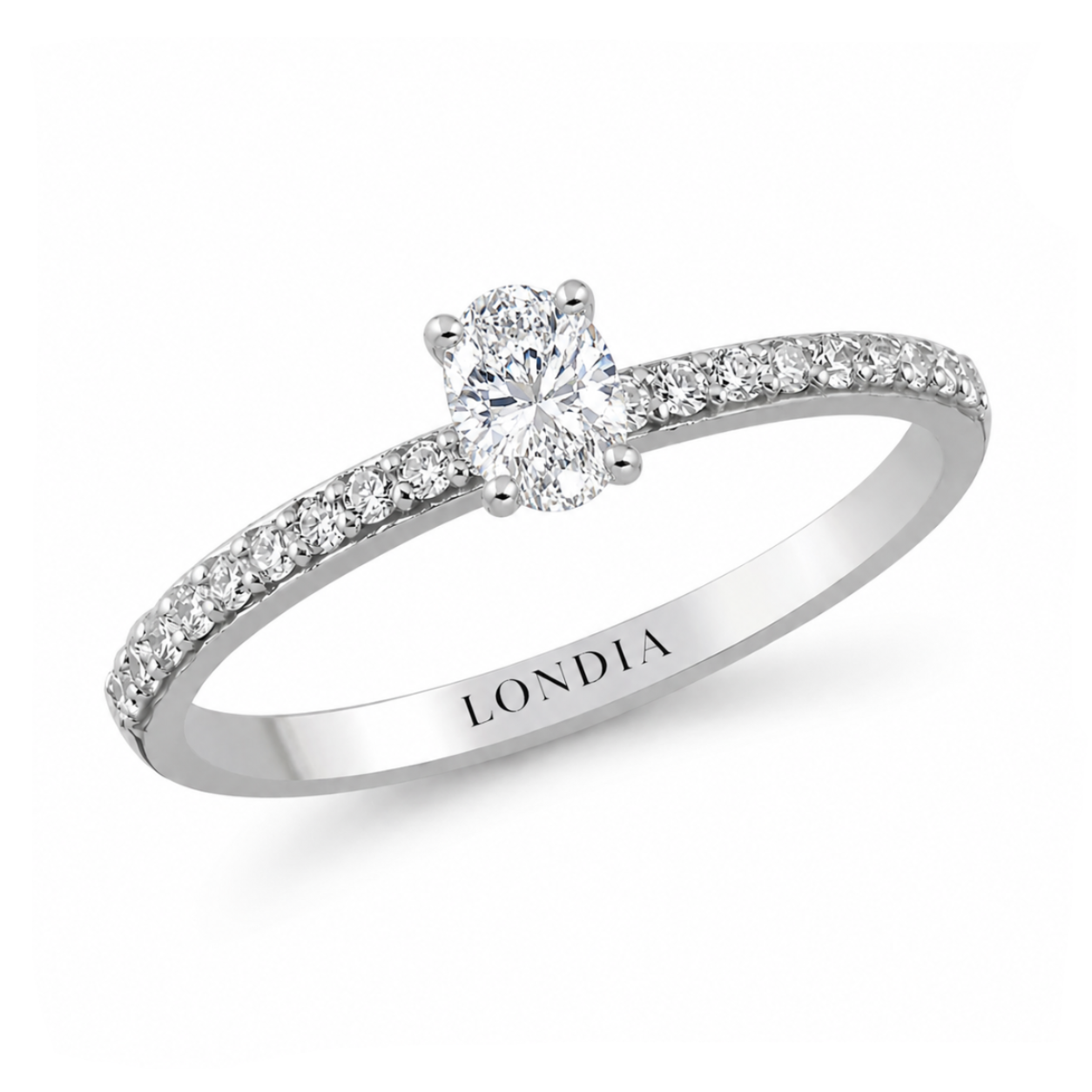 0.70 Ct. Natural Oval Diamond Solitaire Ring with Side Stones