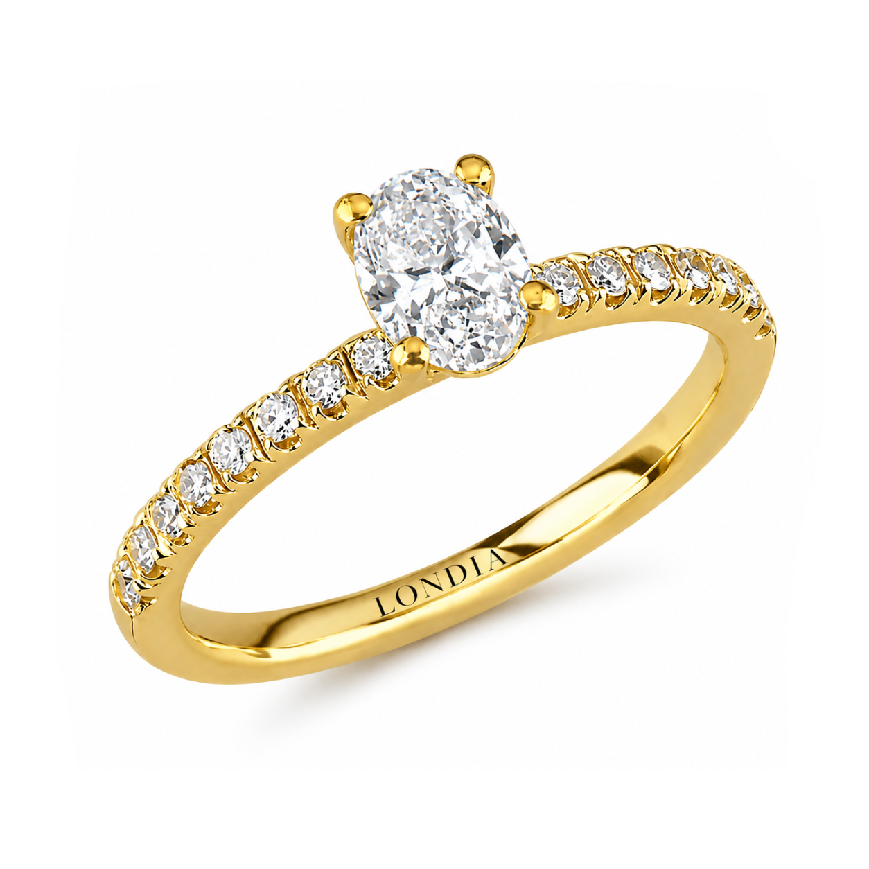 0.70 Ct. Natural Oval Diamond Solitaire Ring with Side Stones