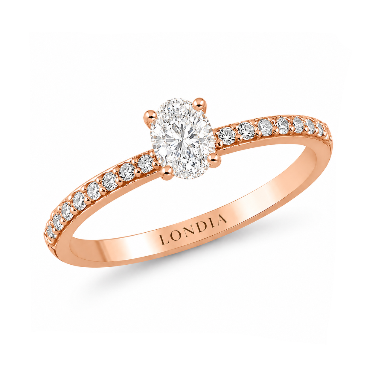 0.70 Ct. Natural Oval Diamond Solitaire Ring with Side Stones