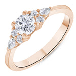 0.70 Ct. Natural Round Cut Diamond Vintage Design ''Vela'' Ring in 14K Gold