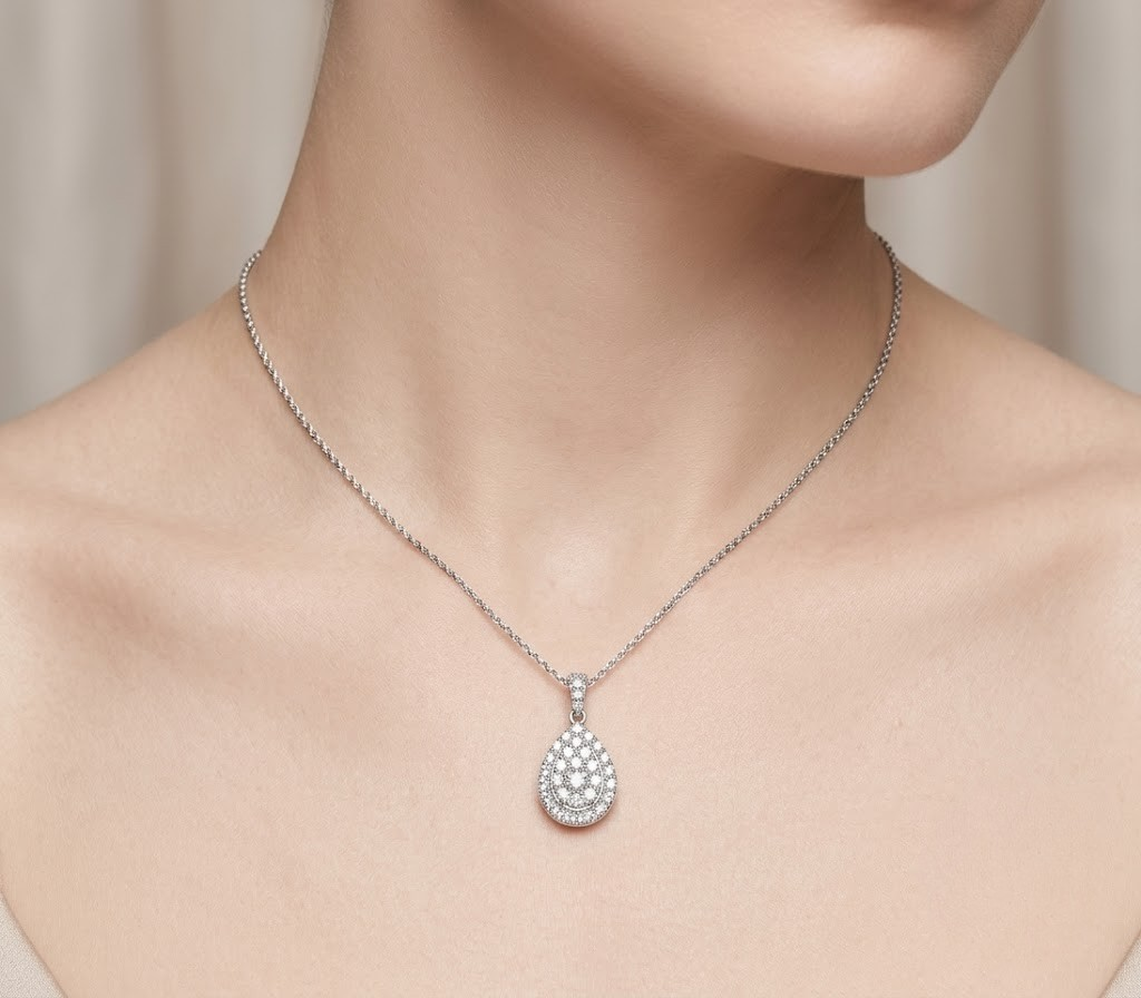 0.75 Ct. Natural Diamond Coronet Design Necklace