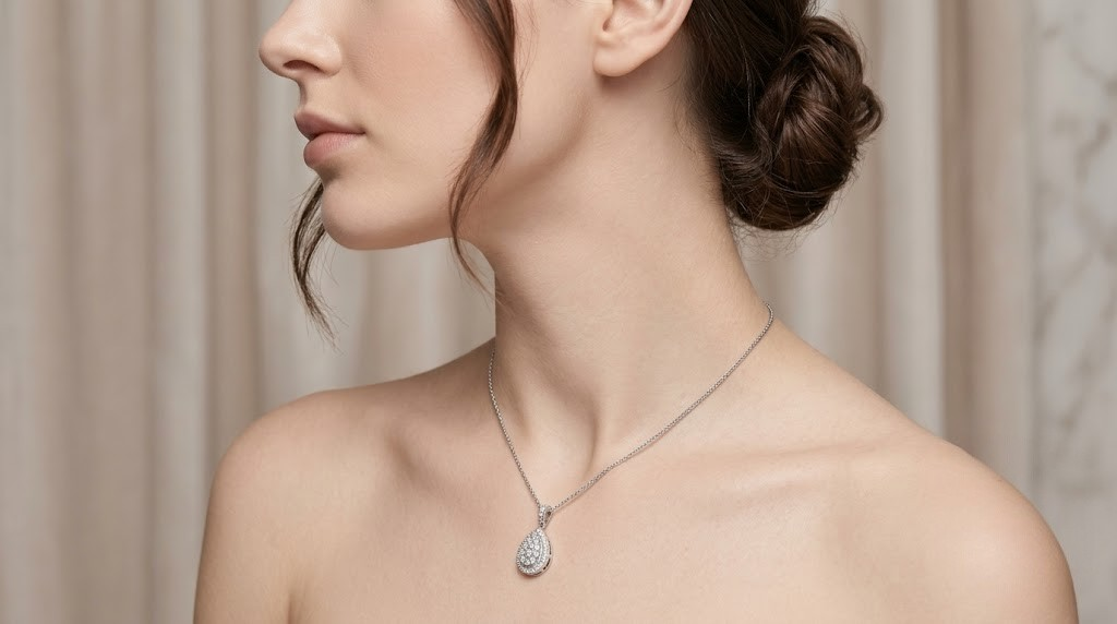 0.75 Ct. Natural Diamond Coronet Design Necklace