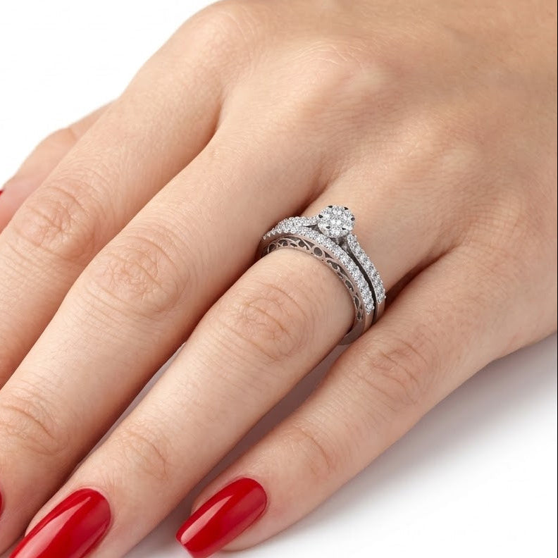 Natural Diamond Wedding Ring Set
