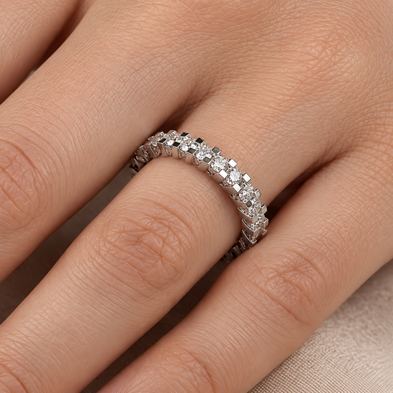0.75 Carat F Color Natural Diamond Full Eternity Ring