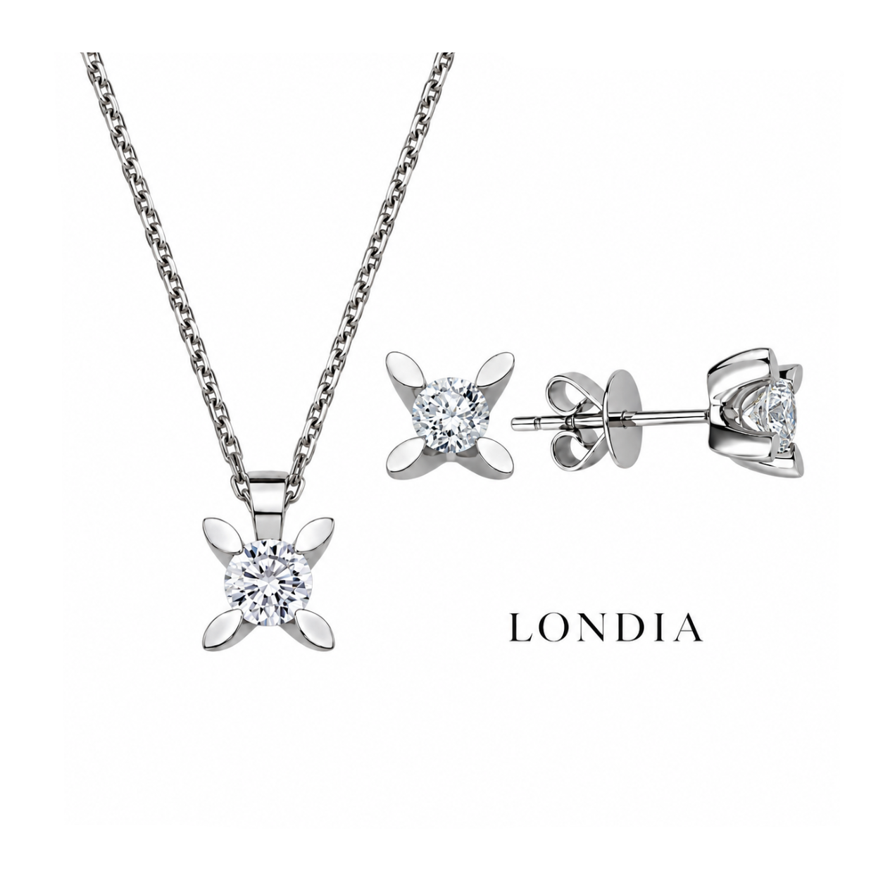 0.75 Ct. F Color Natural Diamond Butterfly Solitaire Set