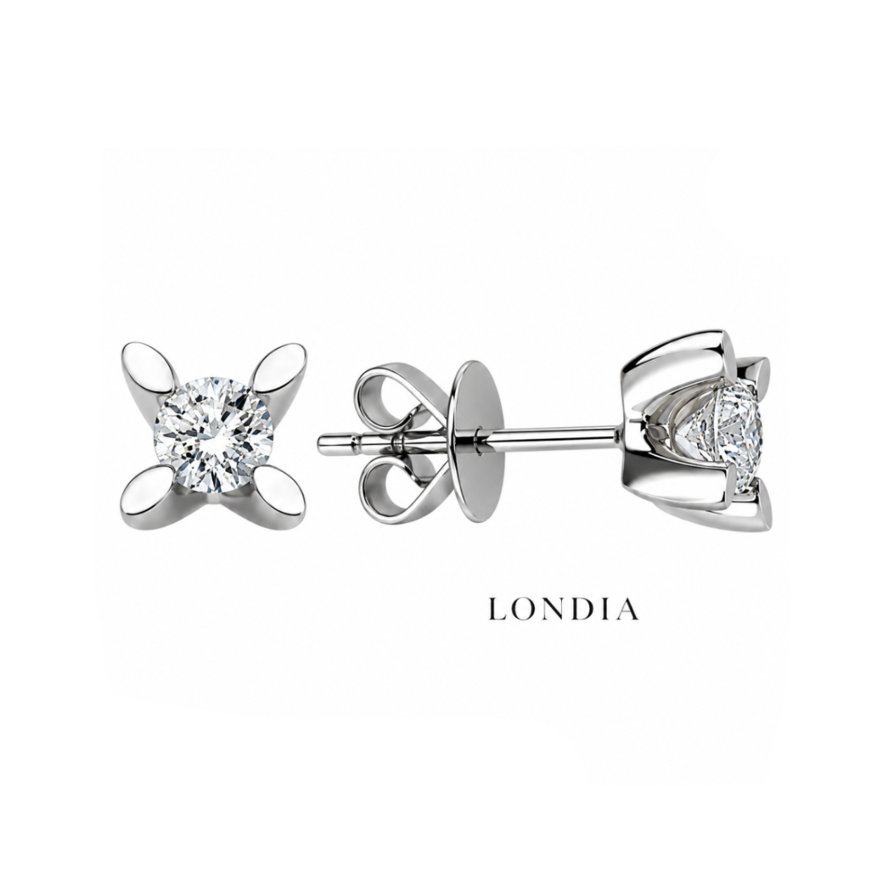 0.75 Ct. F Color Natural Diamond Butterfly Solitaire Set