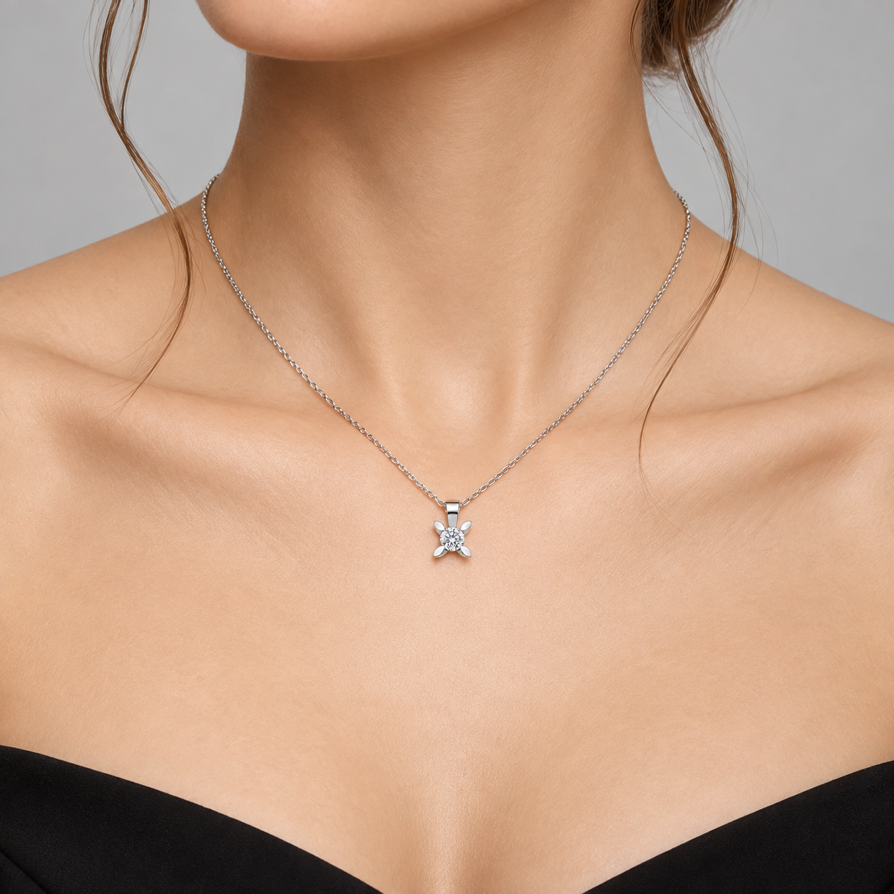 0.75 Ct. F Color Natural Diamond Butterfly Solitaire Set