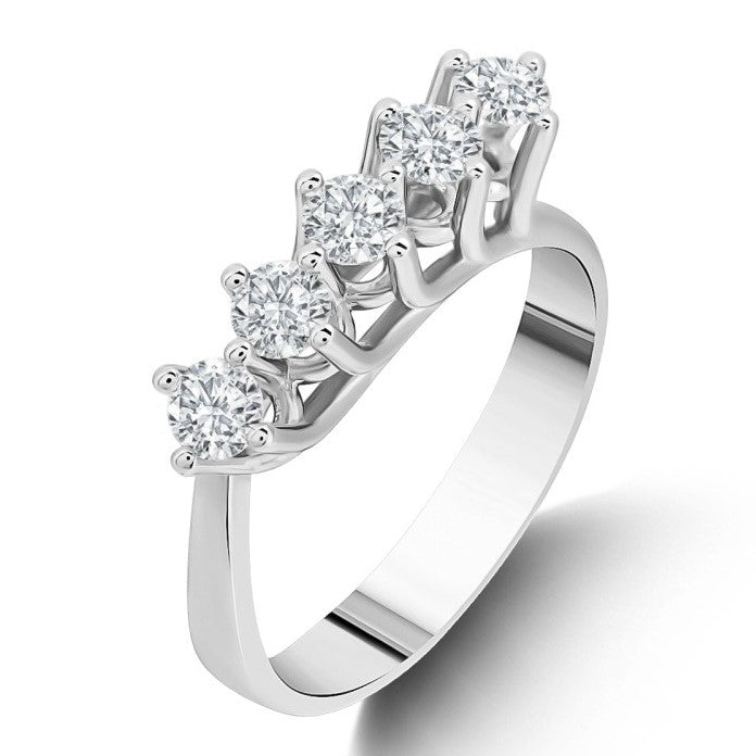 0.75 ct. Diamond ''Wave'' Design Five Stone Ring in 14K Fine Gold