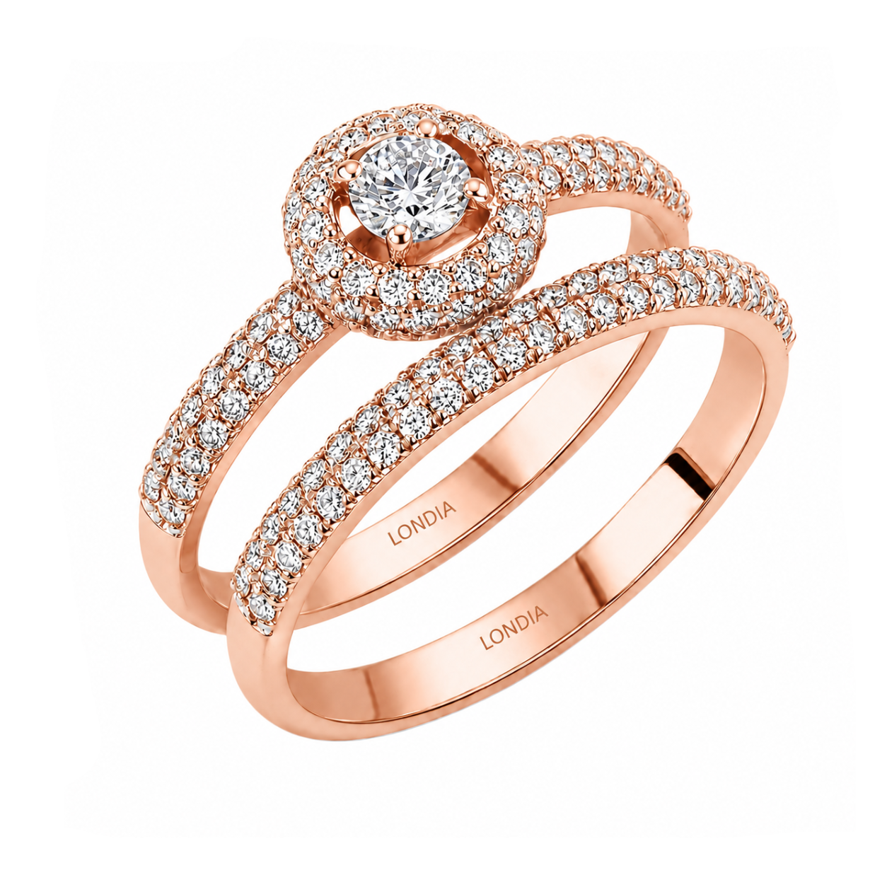 Natural Diamond Wedding Ring Set