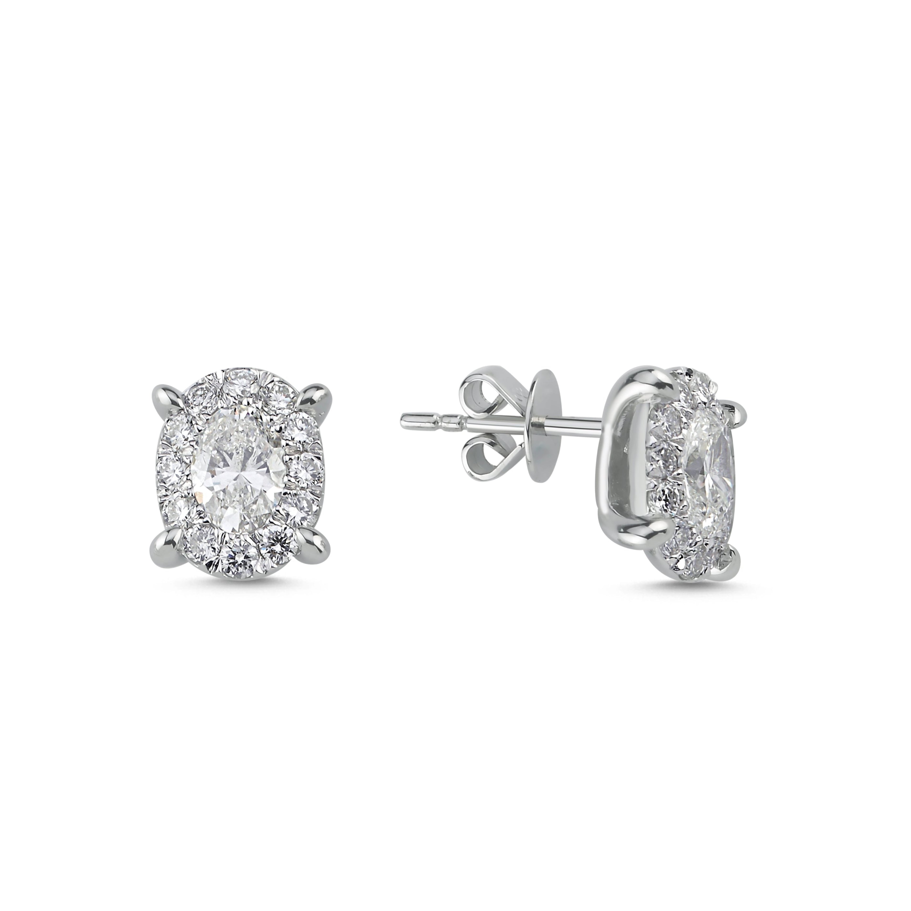 0.80 Carat F Color HRD Certified Magic Oval Earrings