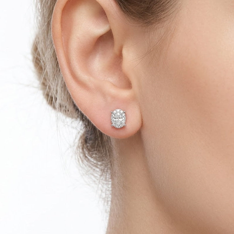 0.80 Carat F Color HRD Certified Magic Oval Earrings