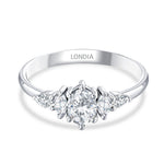 0.80 Ct. Natural Oval Diamond Ring with Marquise & Pear Side Diamonds