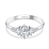 0.80 Ct. Natural Oval Diamond Ring with Marquise & Pear Side Diamonds