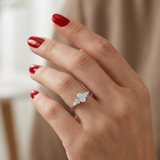 0.80 Ct. Natural Oval Diamond Ring with Marquise & Pear Side Diamonds