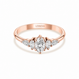 0.80 Ct. Natural Oval Diamond Ring with Marquise & Pear Side Diamonds