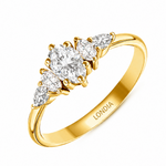 0.80 Ct. Natural Oval Diamond Ring with Marquise & Pear Side Diamonds
