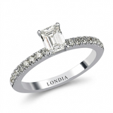 0.85 Ct. Natural Diamond Emerald Cut Design Ring with Side Stones, 18K Gold